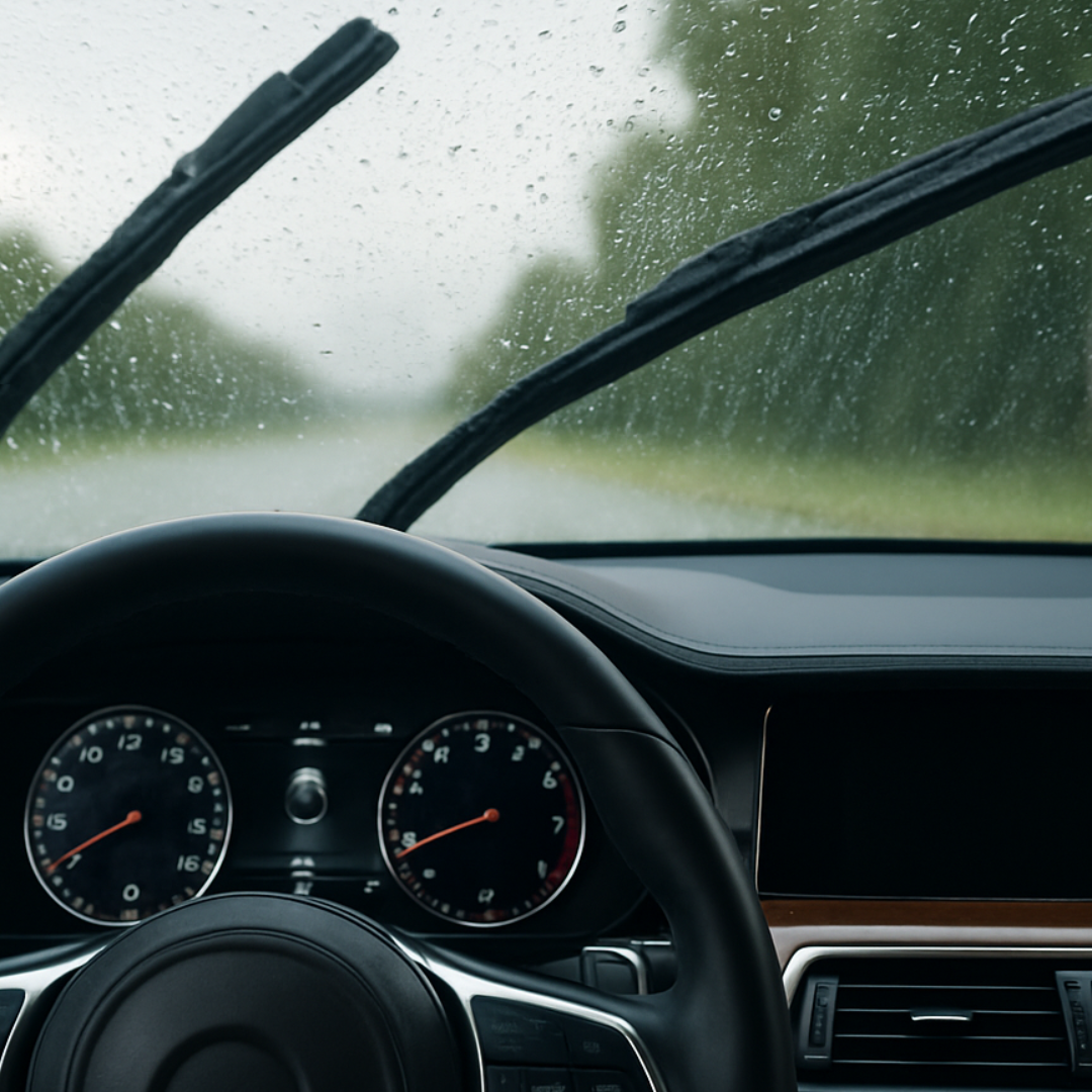 automovil circulando bajo la lluvia