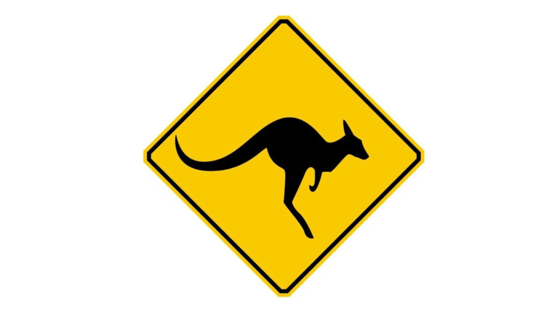 Señal de alerta de canguros por la zona típica de Australia